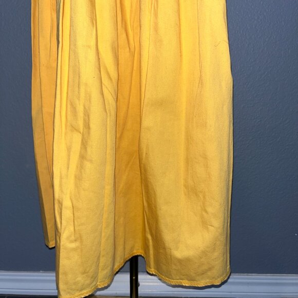 VINTAGE GENE EWING BIS SUNNY YELLOW PULL ON COTTAGECORE 100% COTTON MAXI SKIRT M - Picture 5 of 13